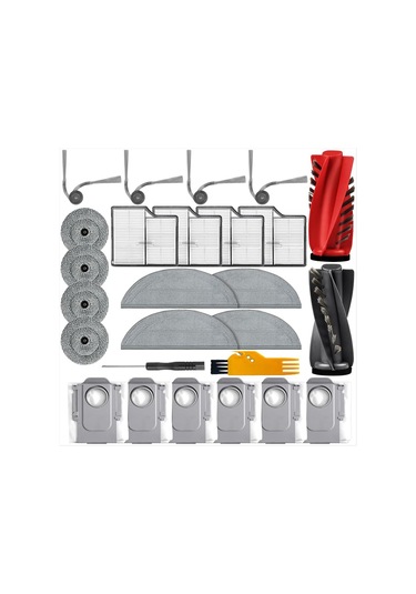 Gildedwill Roborock Saros 10 / S9 Maxv Ultra / G30 Elektrikli Süpürge Parçaları İçin 26 Adet Ana Yan Fırça Hepa Filtre Paspas Pedi Toz Torbası