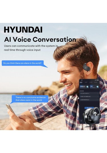 Mufunye Hyundaı Hy-t26 Ows Akıllı Çeviri Özellikli Kablosuz Bluetooth Kulaklık - Pembe