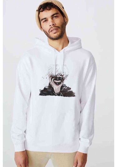Anime Tokyo Ghoul Anteiku Baskılı Beyaz Erkek Örme Kapşonlu Sweat (531038815)