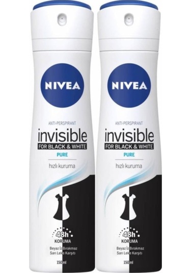 Nivea Invisible Black&White Pure Kadın Sprey Deodorant 2 x 150 ML