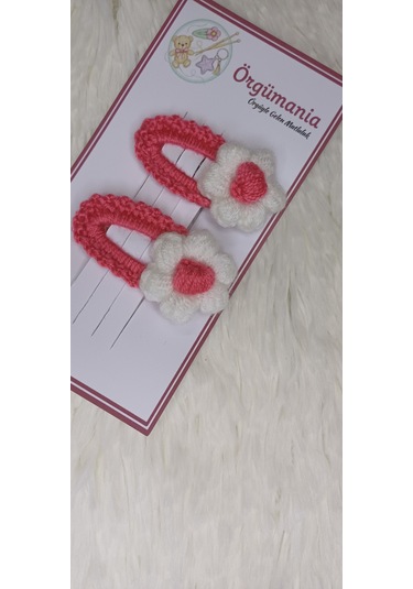 Amigurumi Toka - Çıtçıtlı El Örgüsü Toka 1 Çift Pembe