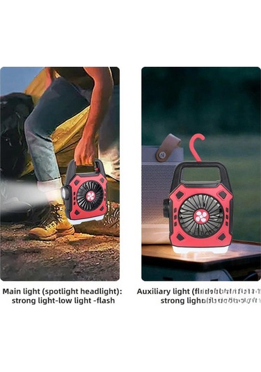 Kangvka Kamp Için Çift Fonksiyonlu Usb Şarjlı Fan Ve Işık - Taşınabilir Outdoor Led Aydınlatma Ve Soğutma Cihazı Siyah/mavi