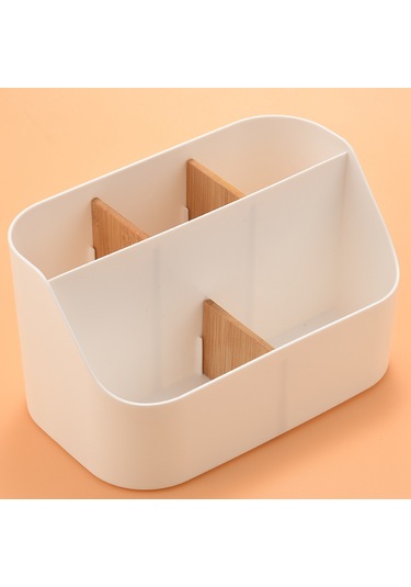 Leasetake Masa Düzenleyici Uzaktan Kumanda Tutucu Makyaj Kutusu Ev Ve Ofis İçin Beyaz