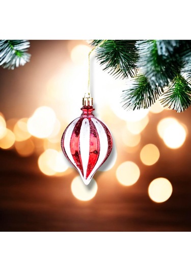 Yılbaşı Süsü 6'lı Damla Kırmızı 10 Cm