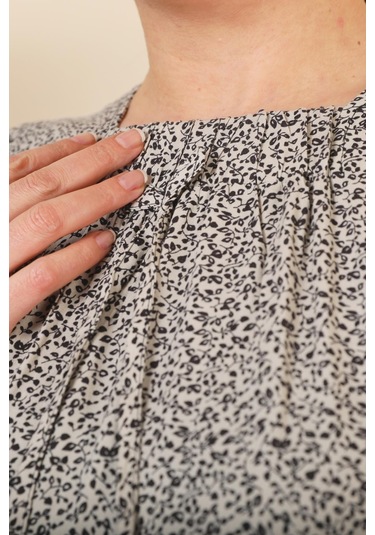 Kadin Buyuk Beden Çıtır Desen Uzun Anne Günlük Elbise 001