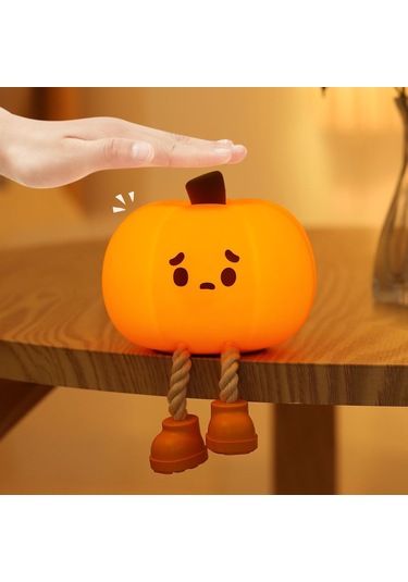 Çocuklar İçin Sevimli Balkabağı Gece Lambası 7 Renk Şarj Edilebilir Bebek Gece Lambası, Yatak Odası Oturma Odası İçin Dokunmatik Kısma Fonksiyonlu Sevimli Silikon Gece Lambası