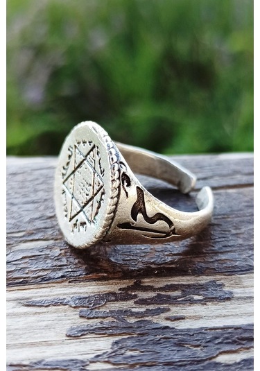 Antik Gümüş Kaplama Davut Yıldızı Süleyman Mührü Şekilli El Yapım - 548973757 Çok Renkli