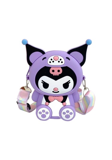 Snapbuy Silikon Mini Çocuk Çantası, Kuromi Tasarımlı, Çapraz Askılı Kuromi Mor