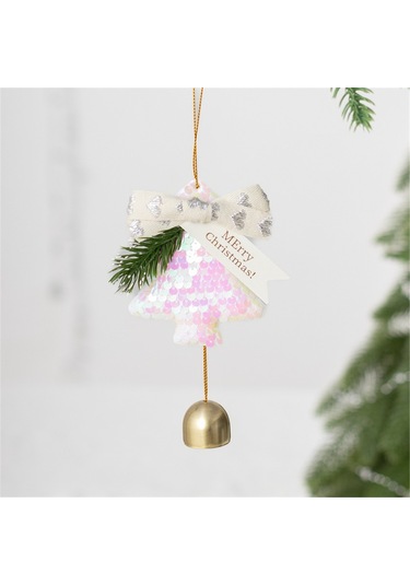 Moveevo Pudra Pembe Yumuşak Plüvli Noel Ağaç Takısı - Zil Sesli Araç, Çanta Ve Kapı Süsü, Noel Festiviti Dekorasyonu