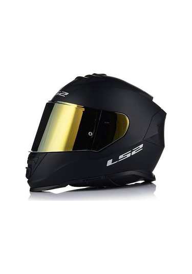 Ls2 Storm 2 Mat Siyah Kapalı Motosiklet Kaskı Gold Camlı Mat Siyah