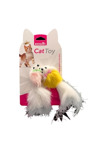 Vetinova Papyonlu Tüylü Peluş Fare Kedi Oyuncağı
