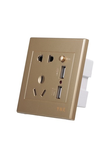 Pazly Altın Renk Lemestar Duvar Prizi, 2 Soket + 2 Usb 2100ma, Ev-ofis-restoran Kullanım, Kolay Kurulum, Kaliteli Malzeme