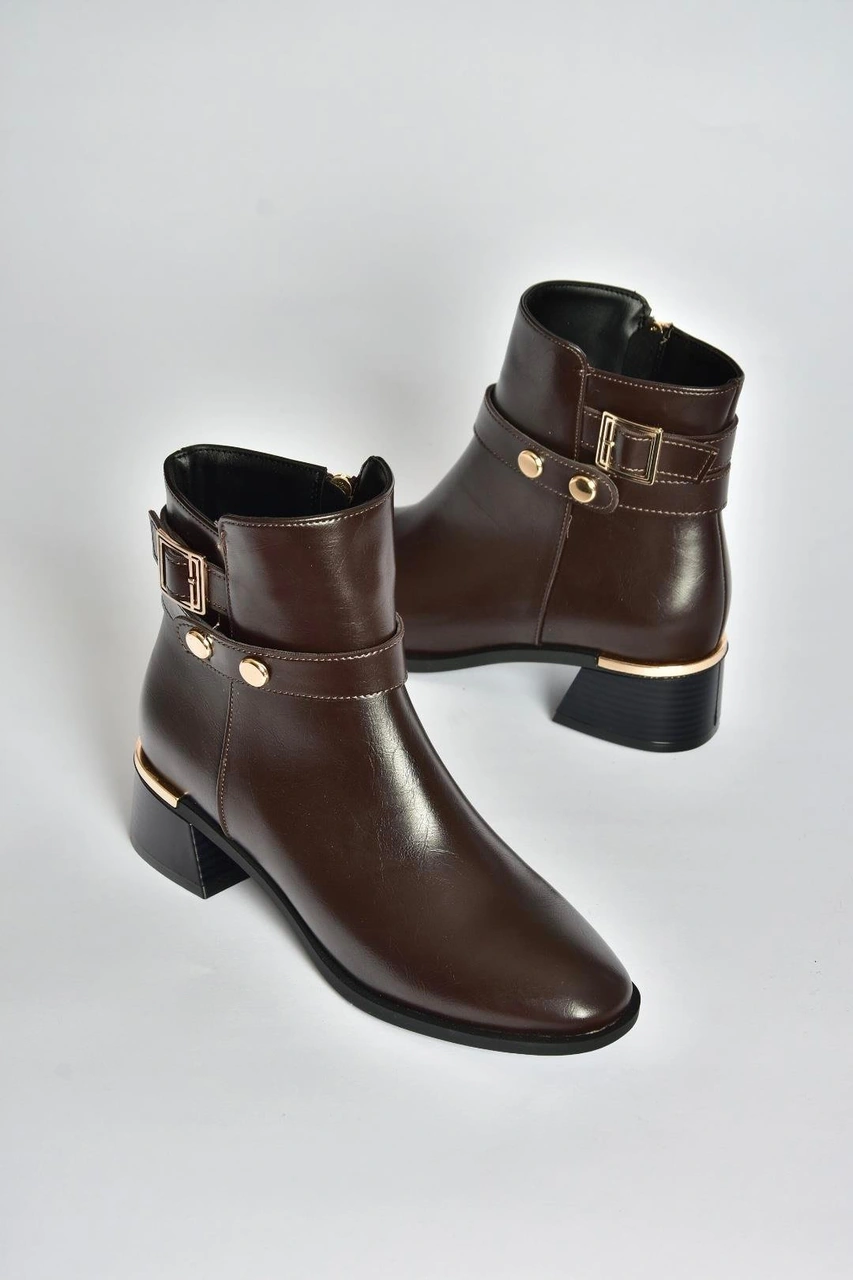 Fox Shoes V518978109 Kahverengi Kalın Topuklu Kadın Bot Kahverengi-suni Deri