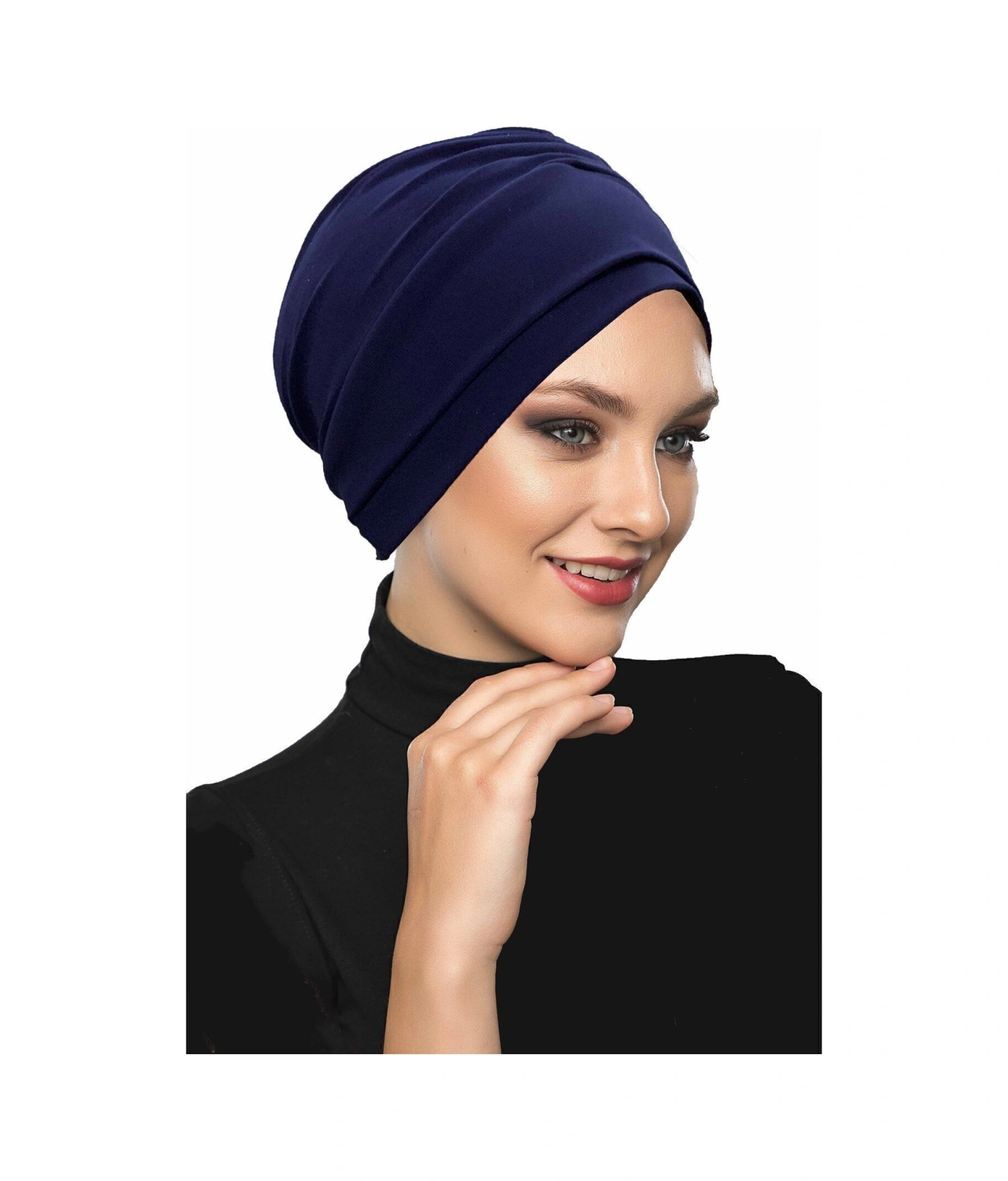 Çift Katlı Astarlı Lacivert Hazır Türban Tesettür Dış Ve Havuz Bonesi Lacivert