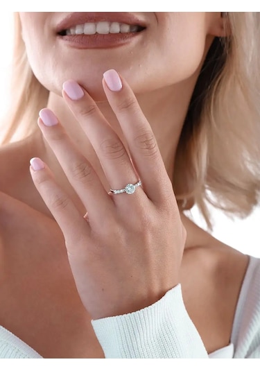 Ballagra Taşlı 925 Ayar Gümüş Nişan Yüzüğü 160853779 Gri