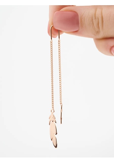 Vladlena Uzun Küpe Gümüş 925 Altın Kaplama Tüylü Çıkartmalar 287353416 Altın