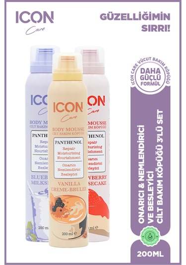 Icon Cilt Bakım Köpüğü Strawberry-cheesecake&blueberry-mılkshake&vanılla Creme-brulee Set