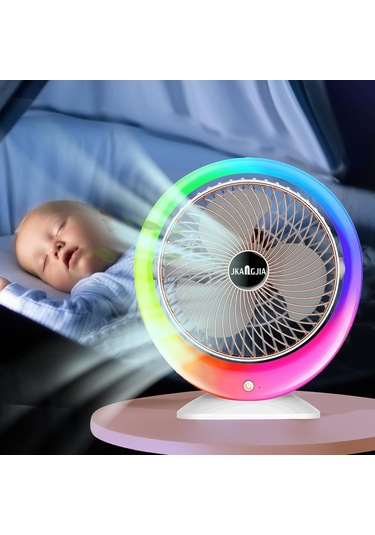 Usb Şarjı Gradyan Ortamlı Renkli Led Masa Fanı 3speed Rüzgar Enerjisi 1200mah Pil