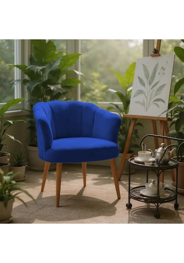 Papatya Berjer - Modern Tekli Koltuk - Babyface Kumaş - Saks Mavi