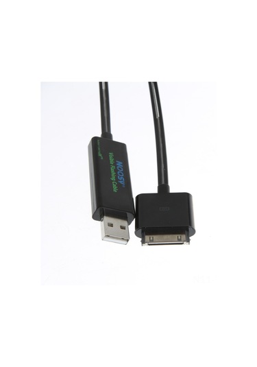 Teltree İphone Uyumlu/İpad Uyumlu Uyumlu/ipod İçin Siyah Mavi Işıklı Şarj Ve Veri Kablosu - El Teknolojisi İle Parlar, Tam Şarjta Işığı Kapatır 80cm