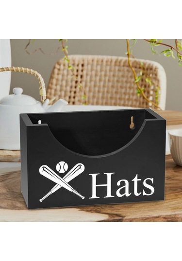 Suntek Ahşap Şapka Tutucu Kutusu Ev Ofis Yatak Odası Için Siyah
