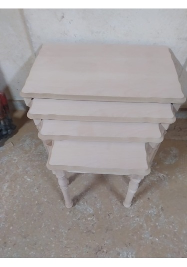 Zigon Sehpa SUKUT  Ahşap Kayın İnce Torna Ayak HAM MDF Kaplama Tabla EL Yapım