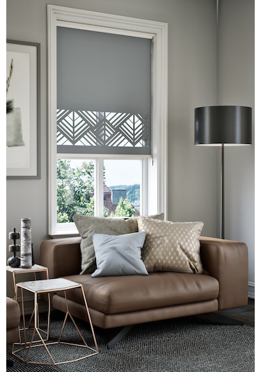 Lazer Kesim Mat Stor Perde, Lazer Kesimli Modern Serisi, M-101004 Antrasit Renk Antrasit