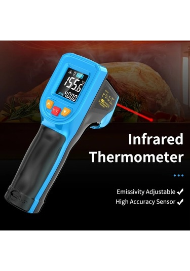 Boatshop1 C400a Yüksek Hassasiyetli Kızılötesi Termometre Endüstriyel Mutfak Fırın Yağ Ve Su Sıcaklık Ölçer