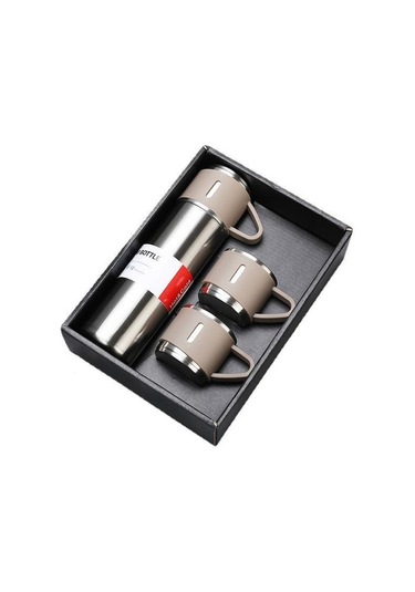 Panada Outdoor Paslanmaz Çelik Termos Bardak Seti - 500ml Portatif Ve Şık Çelik Termos Gümüş Gümüş
