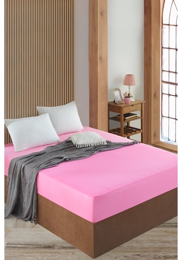 Lastiksiz Dokuma Düz Renk Çarşaf160x240 Pembe