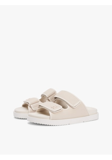 Tommy Hilfiger Double Strap Nubuck Sandal Kadın Bej Terlik - Fw0fw09298 Tommy Hilfiger Double Strap Nubuck Sandal Kadın Bej Terlik - Fw0fw09298