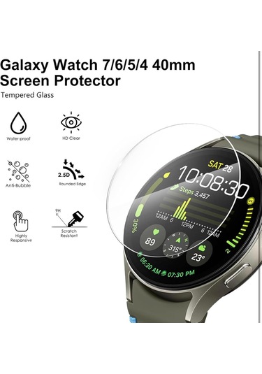 Samsung Galaxy Uyumlu Watch 40mm Ekran Koruyucu Saat Cam Nano Tam Kaplar
