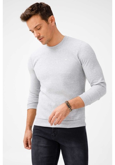 İgs Erkek Gri Standart Bisiklet Yaka Triko Gri