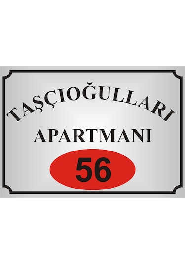 Model11 Apartman İsim Tabelası Aliminyum AYNALI Gümüş  Metal Levha