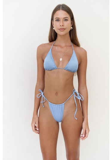 Mai Collection Mai Studios Co. Cahya Bağlamalı Üçgen Mavi Bikini Üstü Mavi