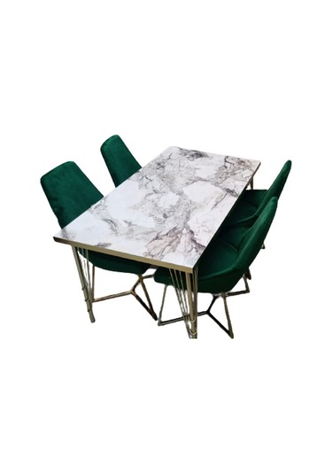 Bengimobilya Masa Sandalye Piramit Model Metal Çelik Gold Kaplama Ayak Mermer