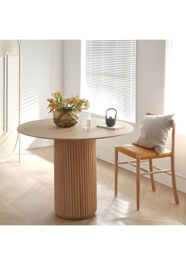 Breeze Yuvarlak Ahşap Bohem Masa 100x100 Naturel