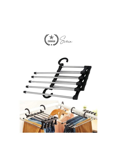 Pantolon Askısı 5 İn 1 Hareketli Dolap İçi Şal Kravat Düzenleyici Katmanlı Organizer Askılığı Çok Renkli