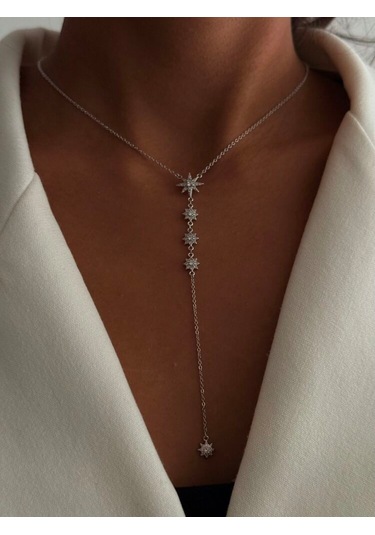 Yıldız Detaylı Kolye Gümüş