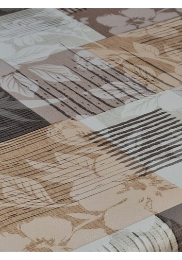 Elyaflı Pvc Muşamba - Desenli Silinebilir Masa Örtüsü Yeşil Fnt1246 Kahverengi