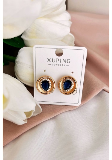 Xuping Mavi Damla Taşlı Küpe Çok Renkli