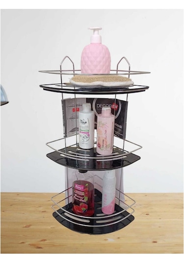 Decorev Dc-5917 Üç Katlı Paslanmaz Krom Banyo Şampuan Köşeliği Çok Renkli