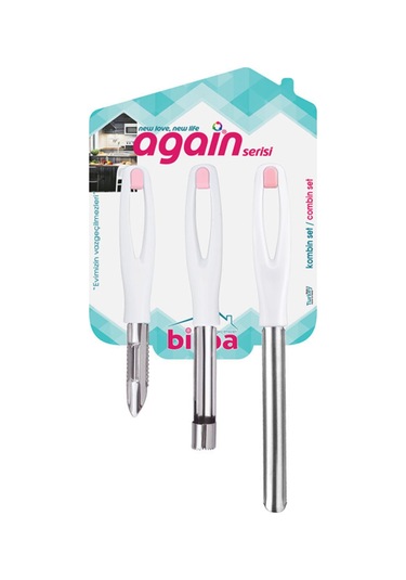 Again Elma Soyacağı & Sebze Soyacağı & Kabak Oyacağı Seti Beyaz