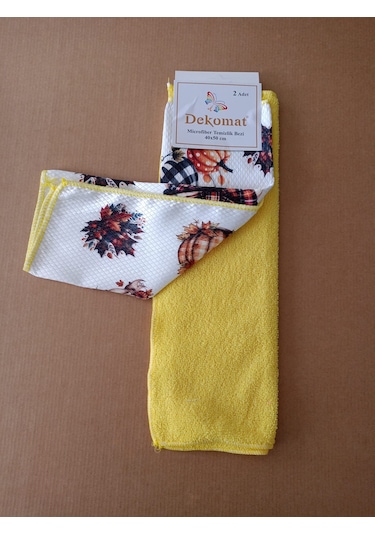 Microfiber Temizlik Bezi 40x50 Cm 2 Adet Bir Adet Baskılı Bir Adet Naturel
