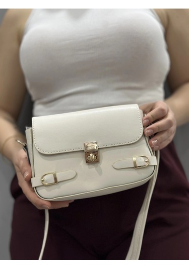 Biçomi Zerej Kemerli Krem Cilt Çanta Krem