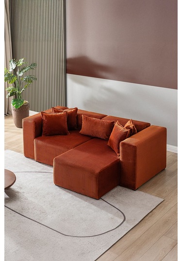 Katt Modüler Ekstra Rahat İskeletli 2 Li Koltuk 10 Renk Kiremit