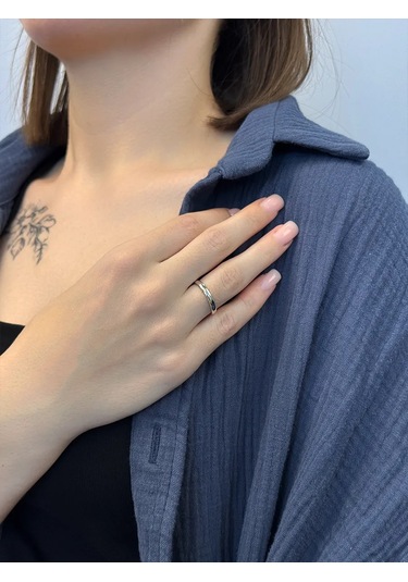 Serebranyj Dom 925 Ayar Gümüş "vazgeçilmez" Nikah Yüzüğü 429066663 Gri