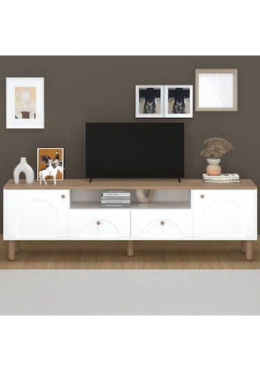 Just Home 2 Kapak 2 Çekmeceli Bohem Tv Ünitesi - Beyaz / Sepet - 55x44x180 Cm Beyaz / Sepet Just Home 2 Kapak 2 Çekmeceli Bohem Tv Ünitesi - Beyaz / Sepet - 55x44x180 Cm Beyaz / Sepet