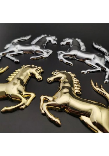 Altın Sağ-3d Metal Çalışan At Amblemi Süslü Çıkartmalar Ferrari 458 488 599 Araba Çamurluk Pencere Tampon Vücut Ro