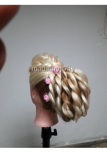 Renk Kuaför Eğitim Mankeni Çalışma Kafası Sentetik Fiber